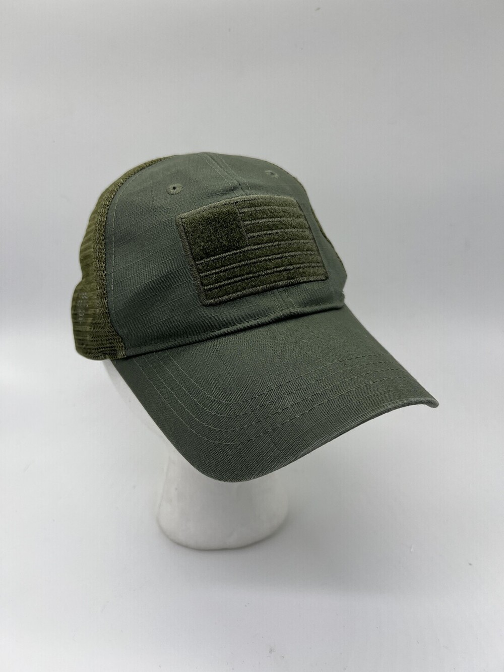 Highland Tactical Hat Cap Snap Back One Size Green Mesh Trucker USA Flag Mens